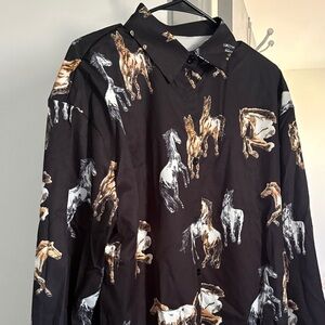 Black Shirt with Horse Print